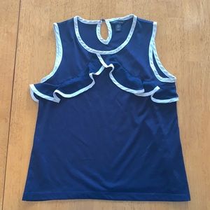 Tommy Hilfiger Navy Blue Ruffle Sleeveless Top